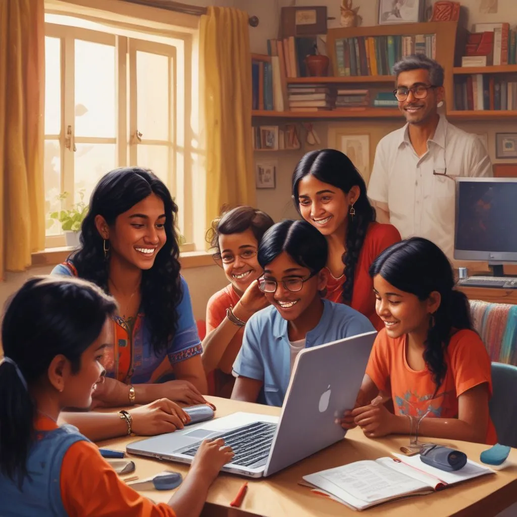 Indian students on video calls with family, sharing moments