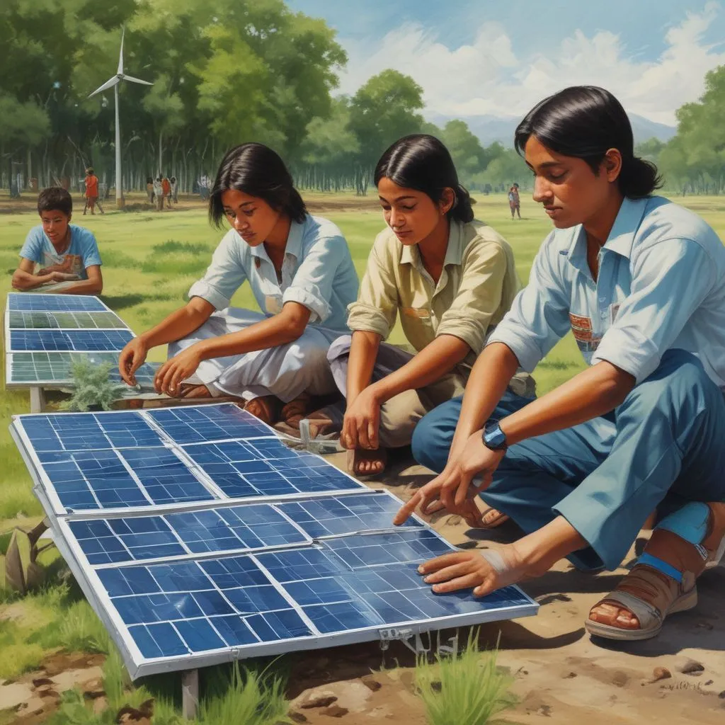 Indian students participating in renewable energy projects