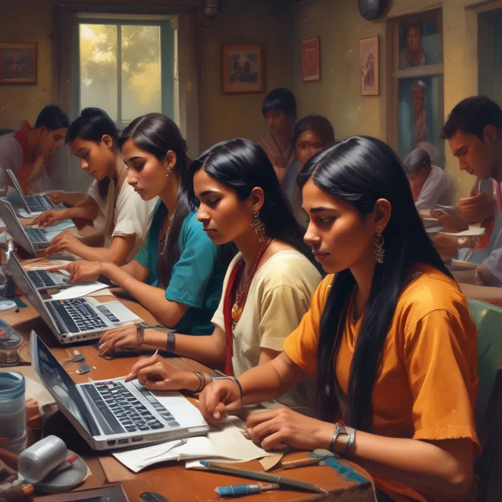 Indian students studying online