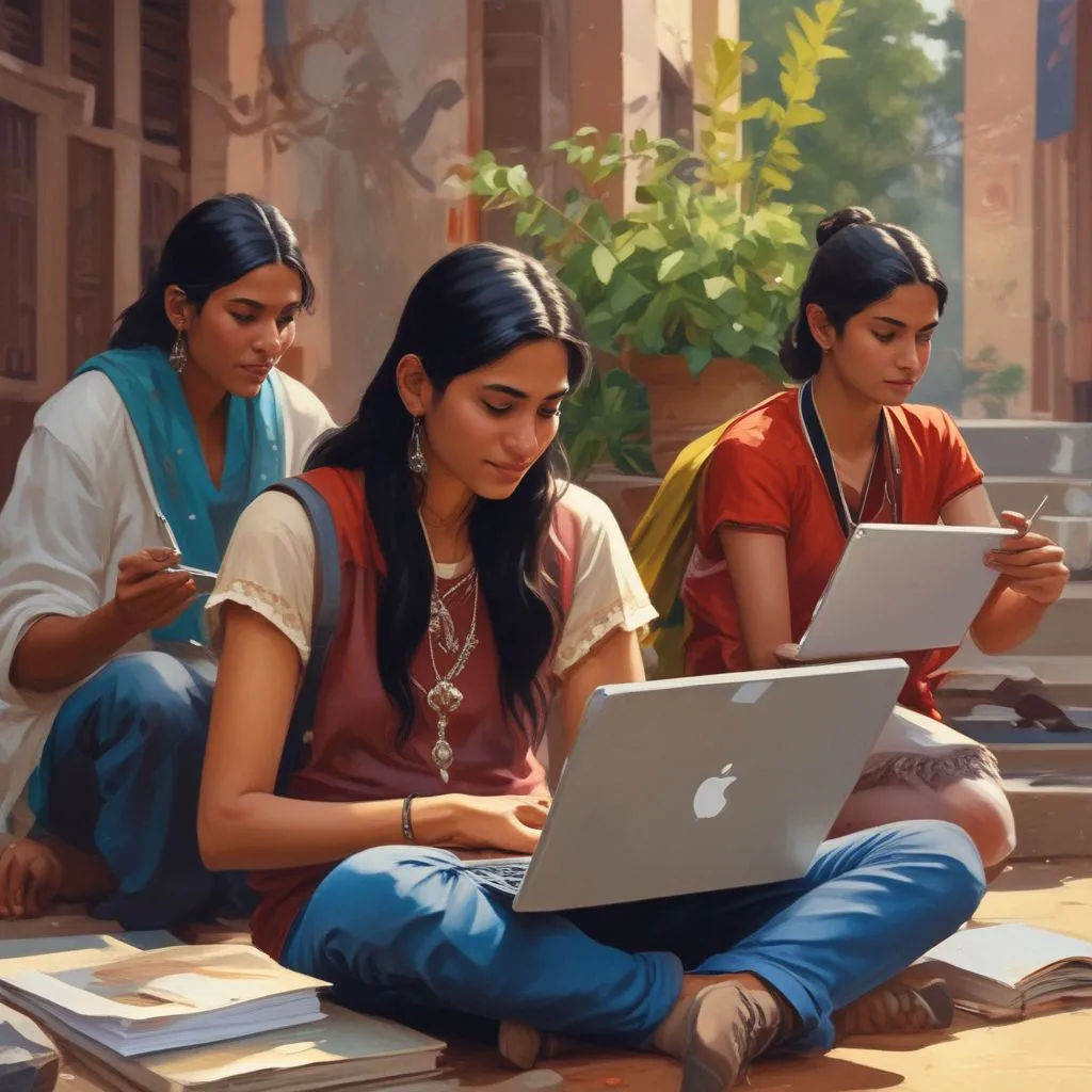 Indian students taking online courses
