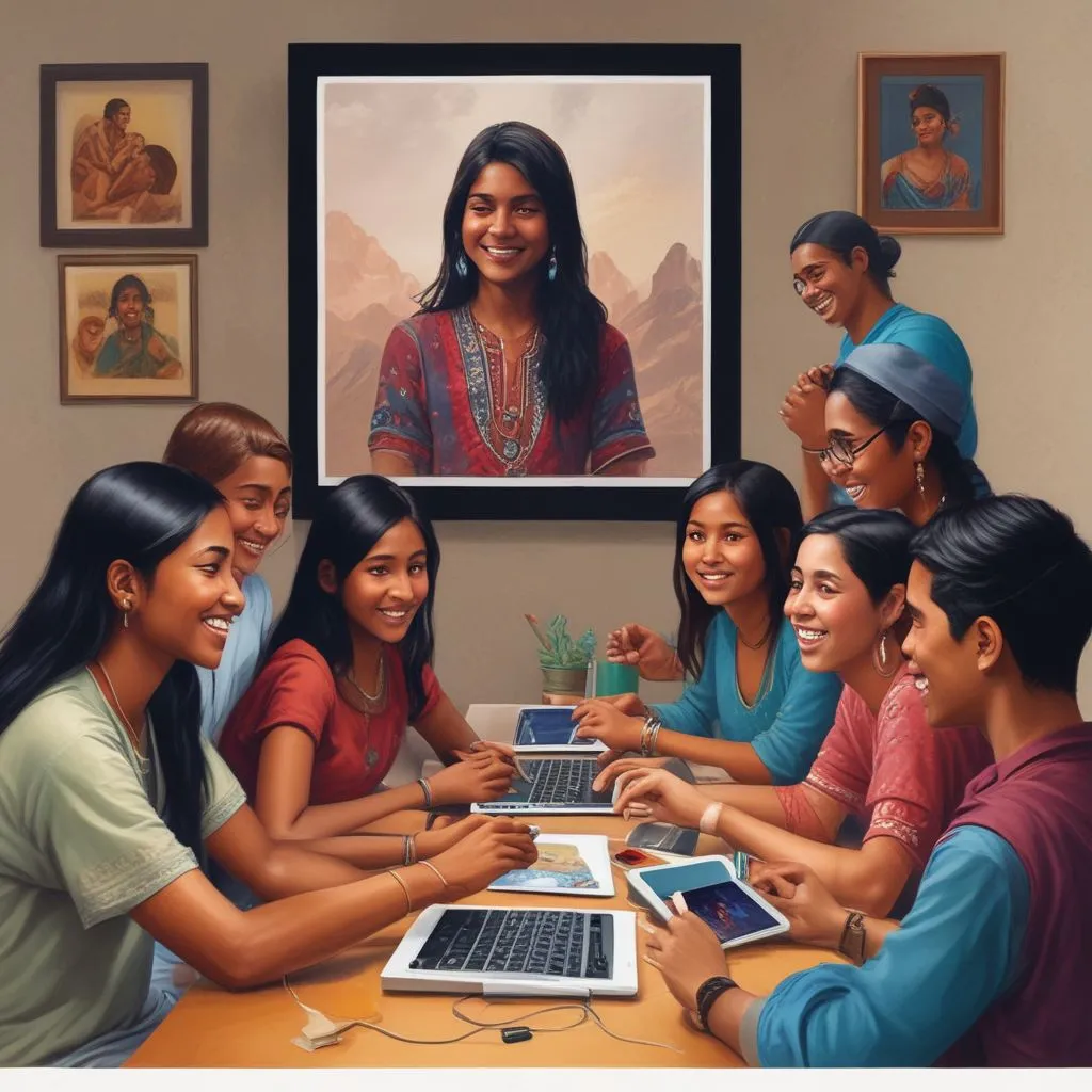 Indian students video calling their families
