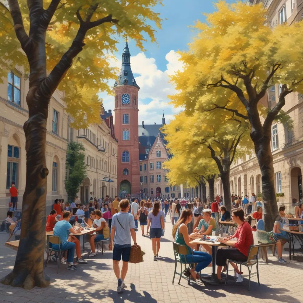 International students enjoying campus life in Germany
