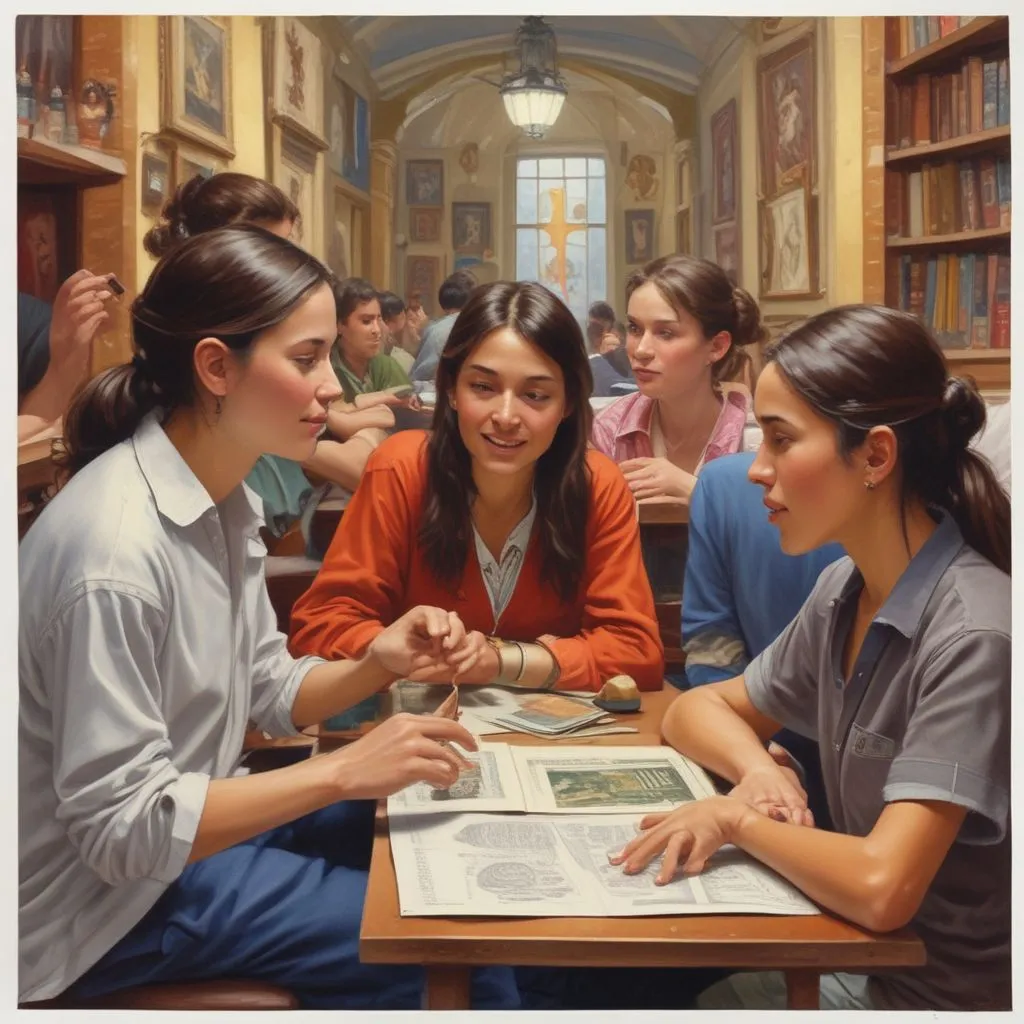 Language classes, students learning new languages