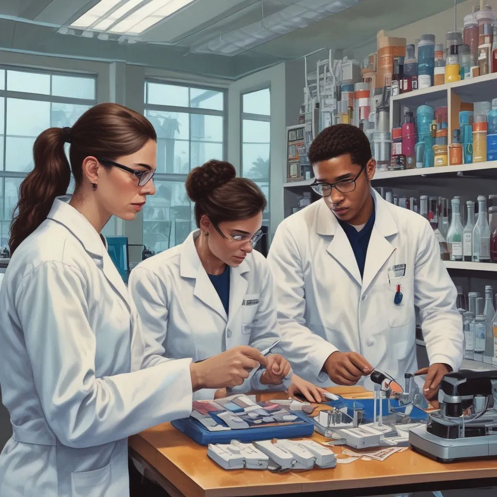 MAHE forensic science students in a lab with DNA analysis equipment