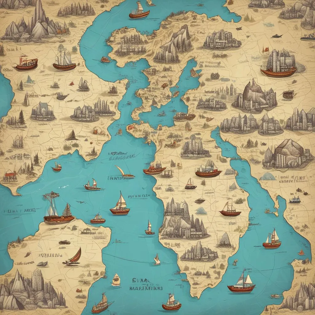 Map showcasing popular travel destinations for students