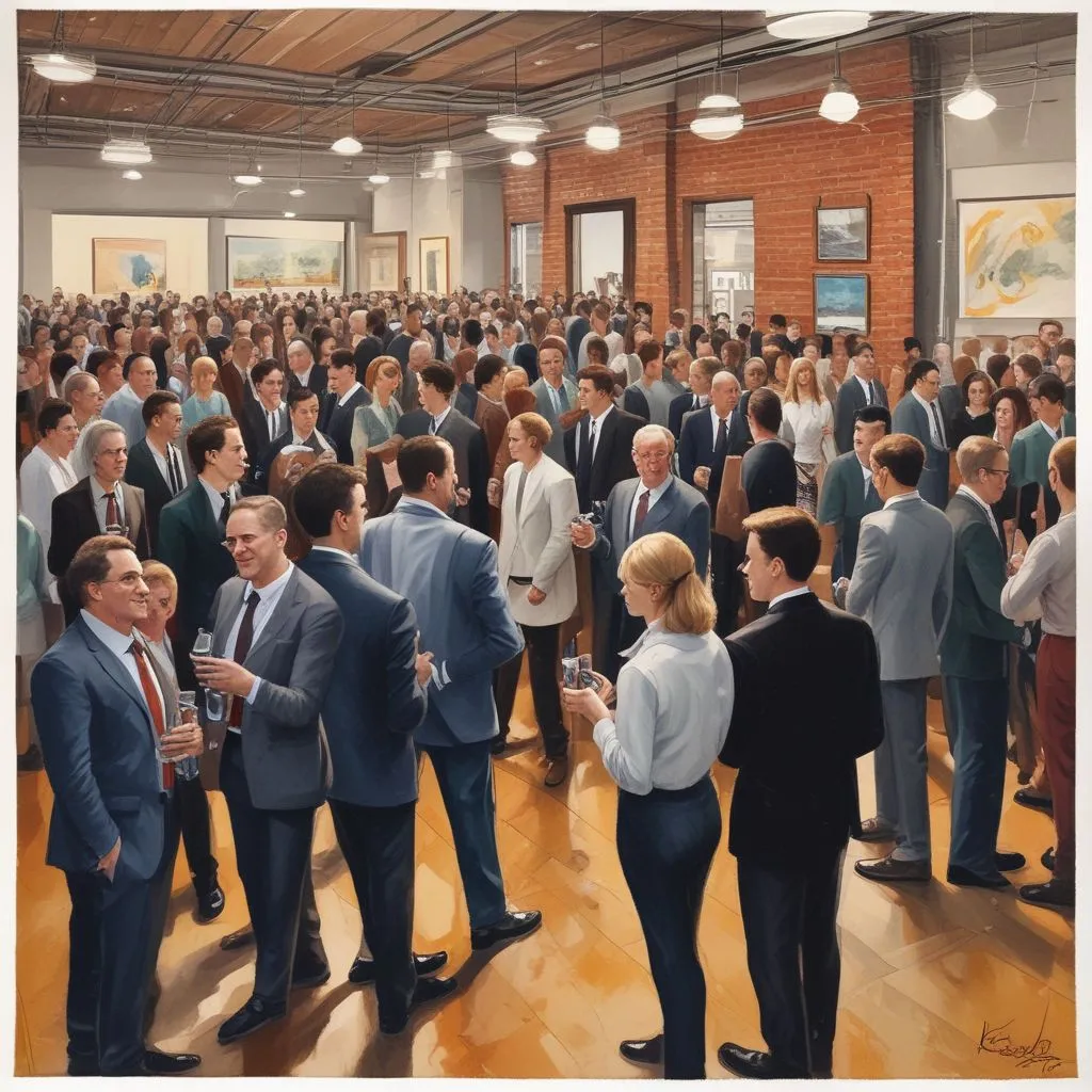 Networking event with professionals connecting