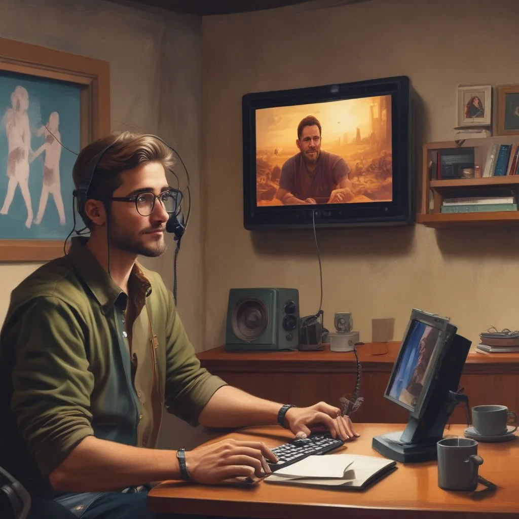 person communicating via video call