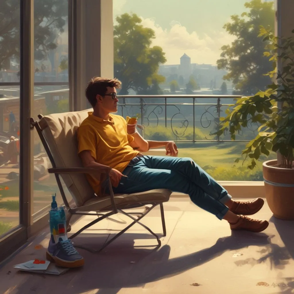 person relaxing during a break from work