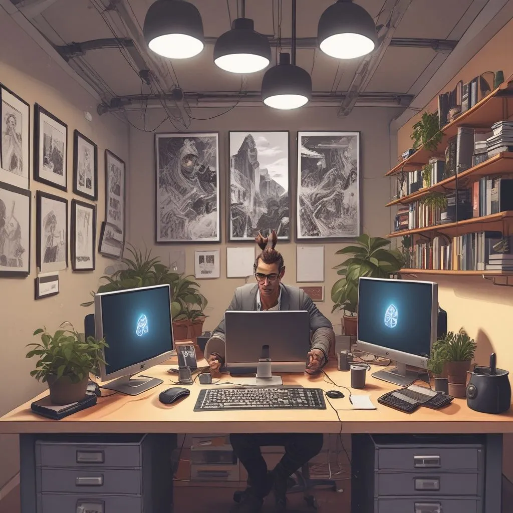 Remote work environment in a tech office