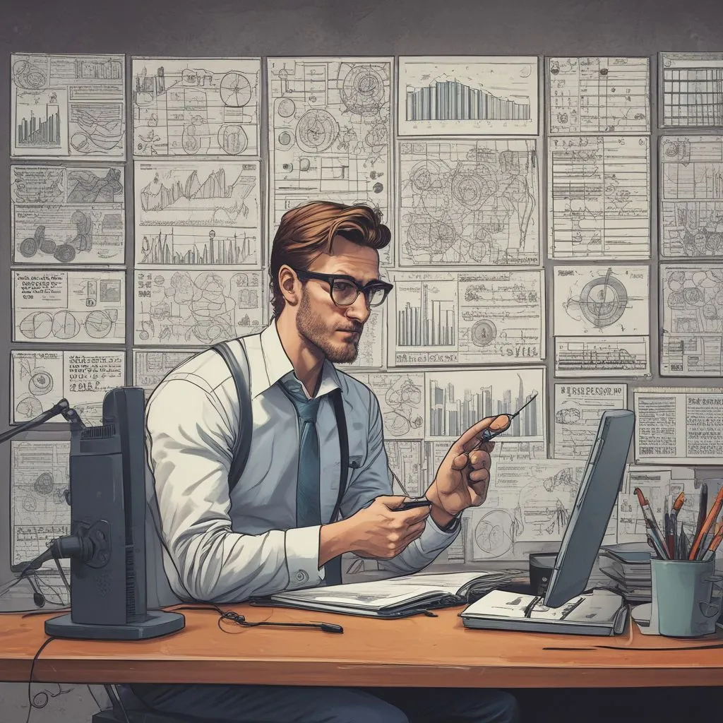 social media manager analyzing analytics