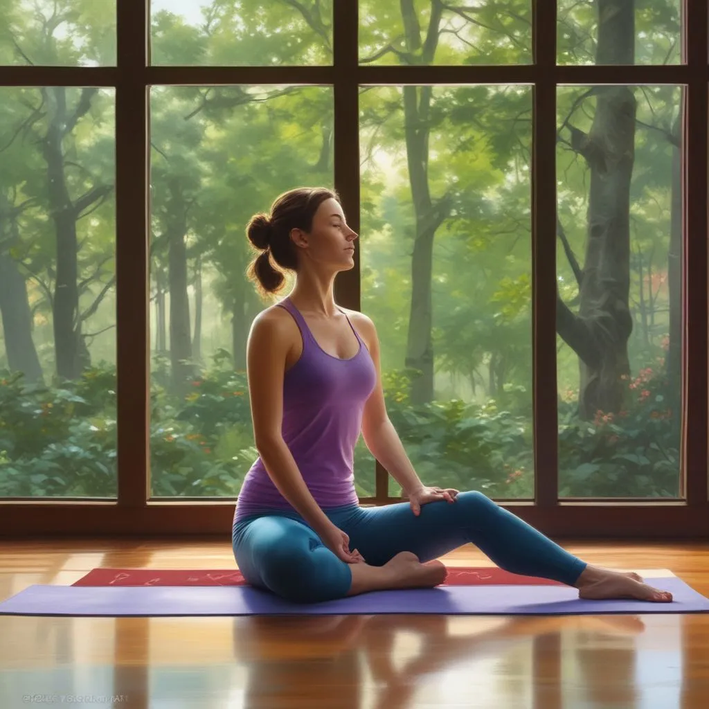 student practicing yoga or exercising