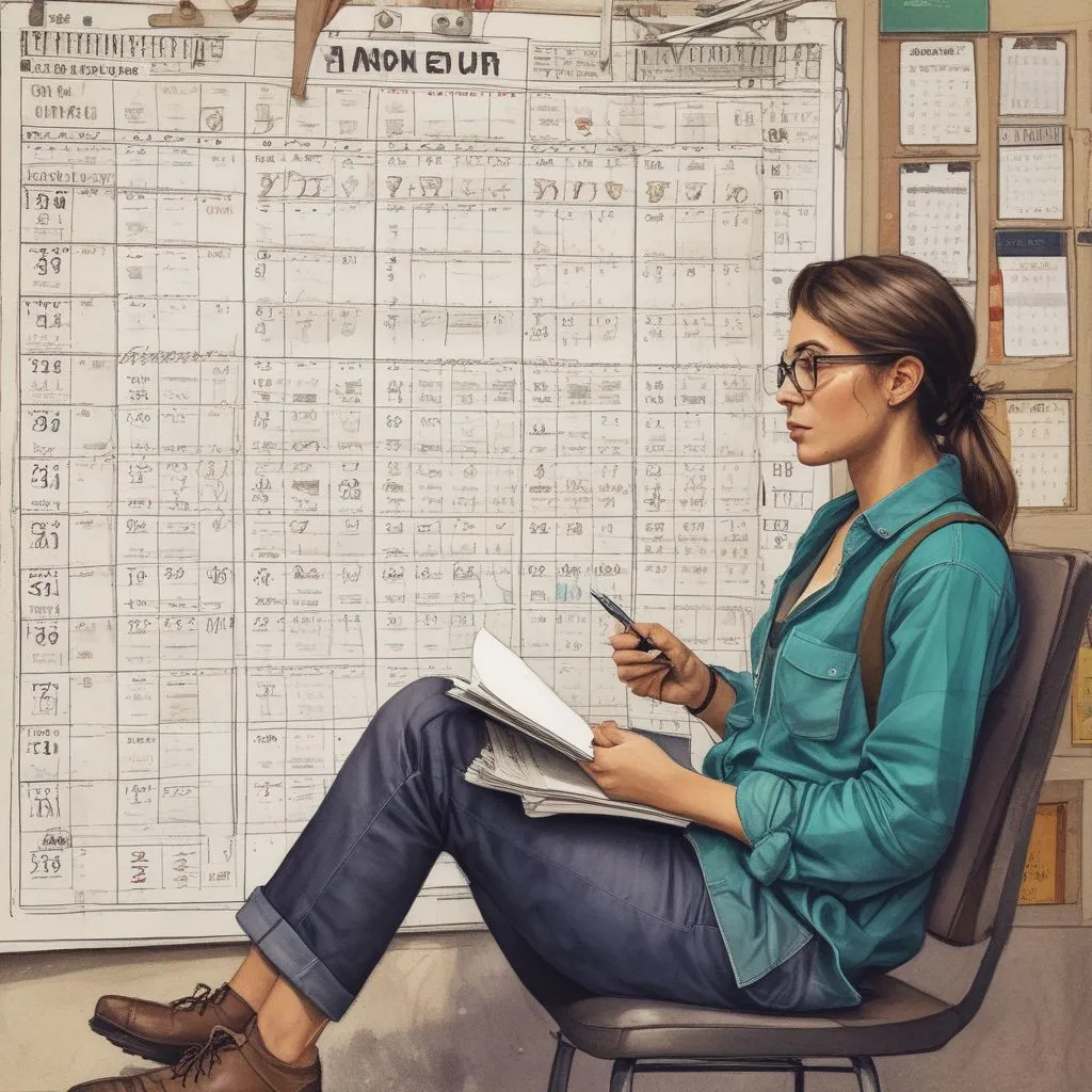student using a planner or digital calendar