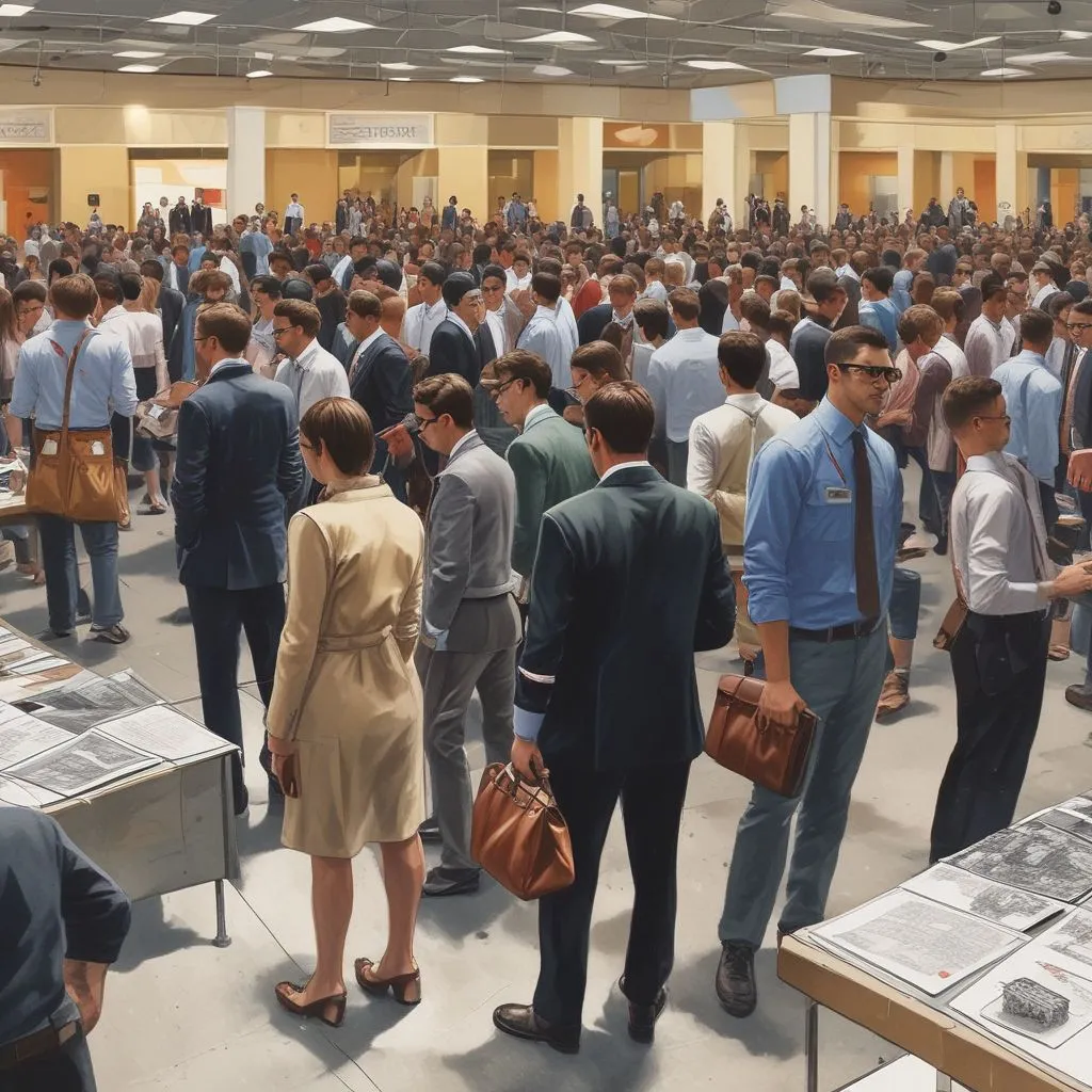 students attending a career fair