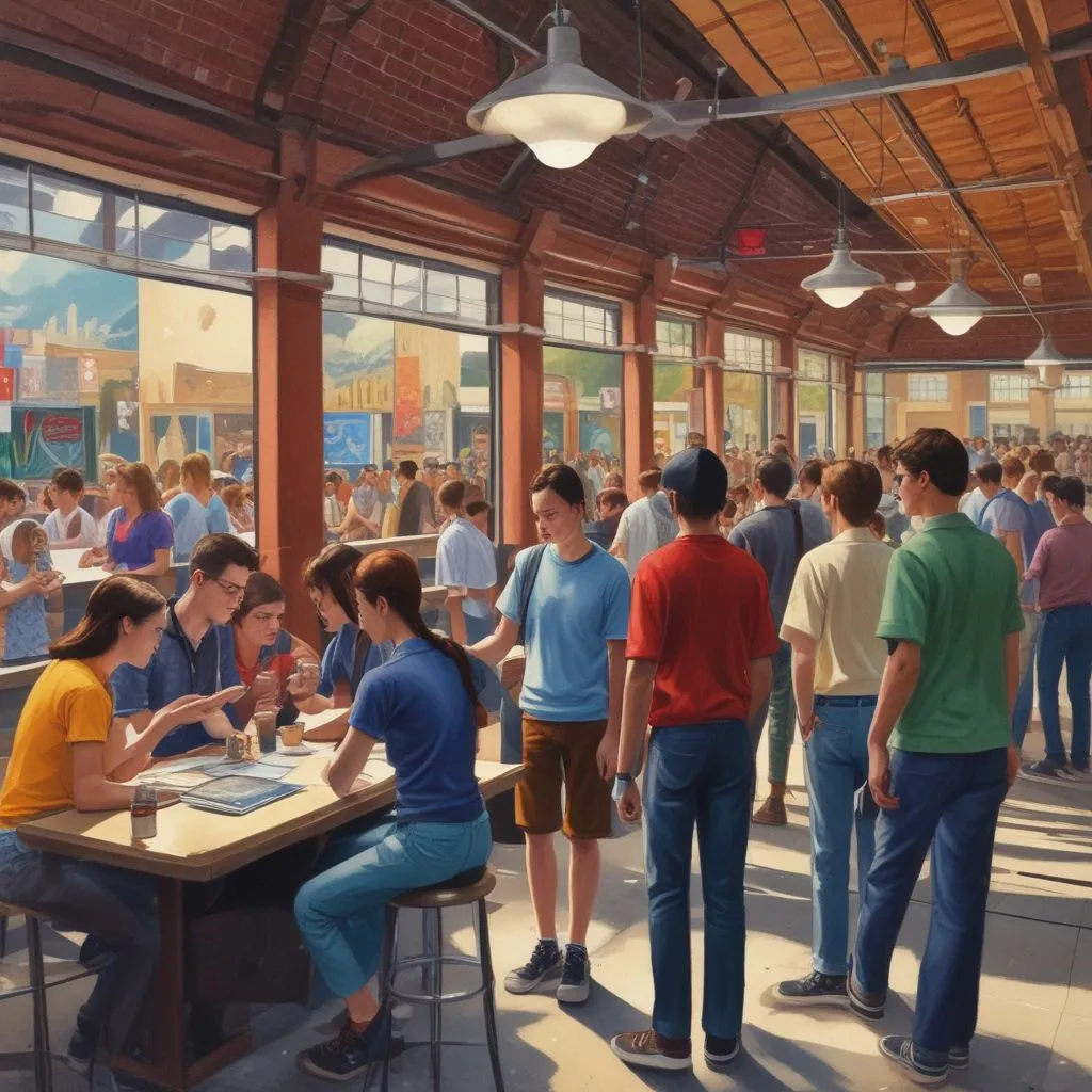 students attending an education fair