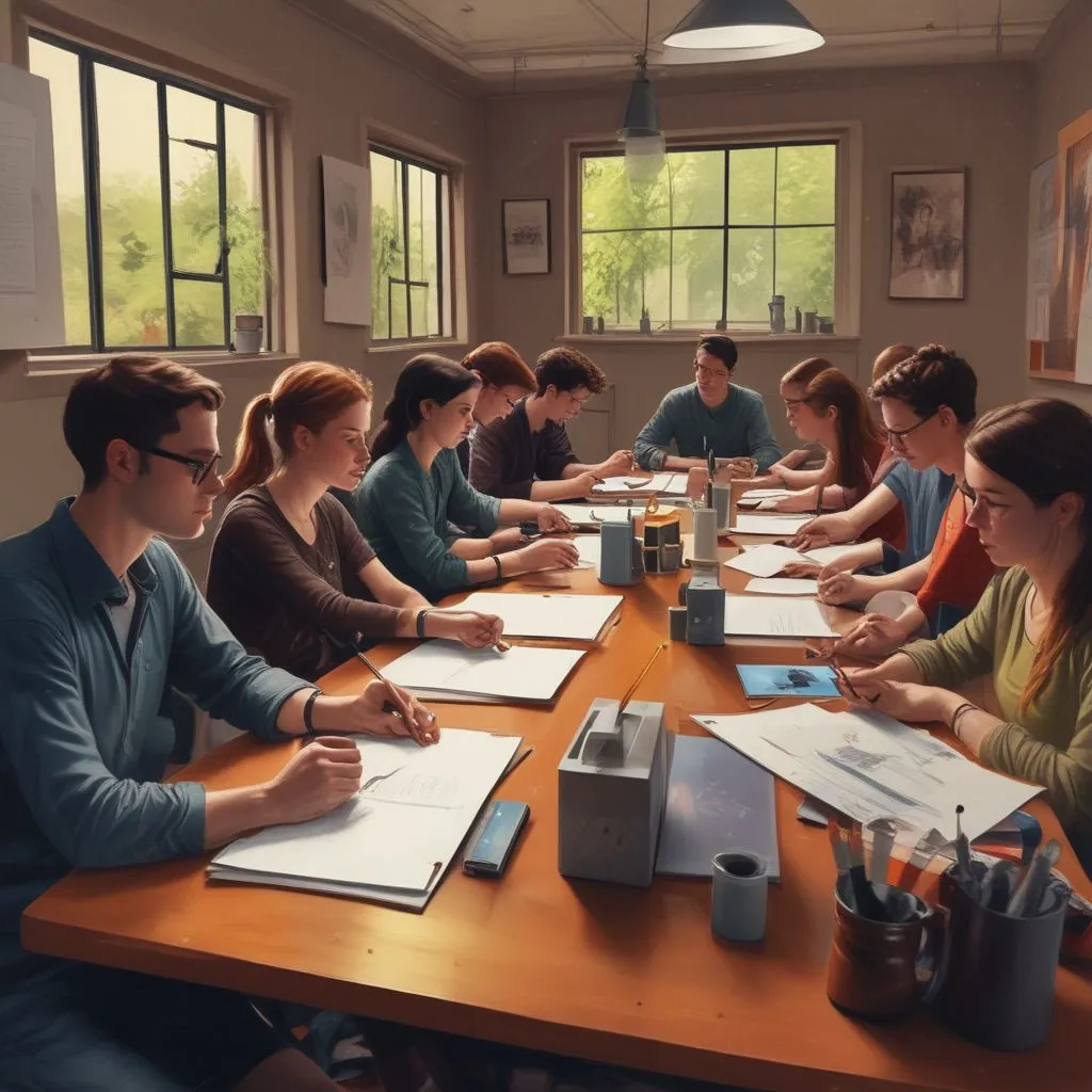 students attending an online course