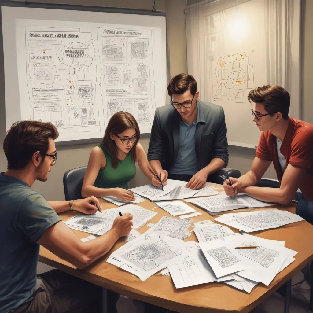 students brainstorming business design ideas