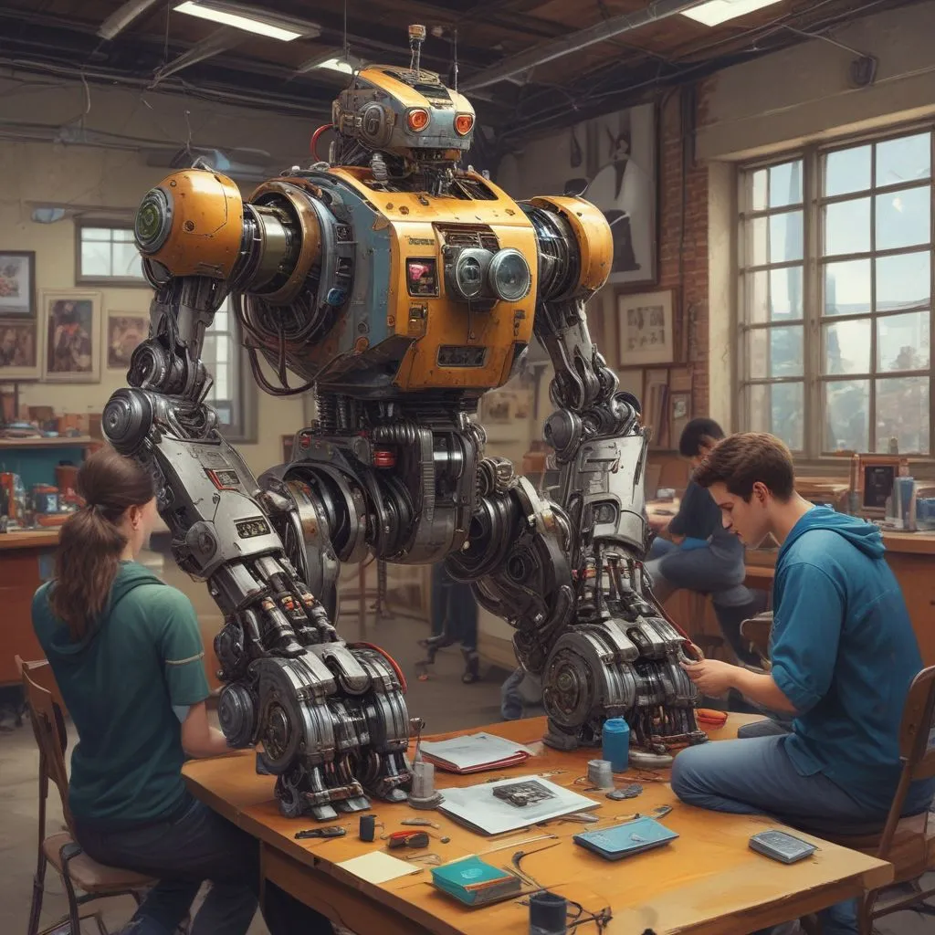 students building a robot