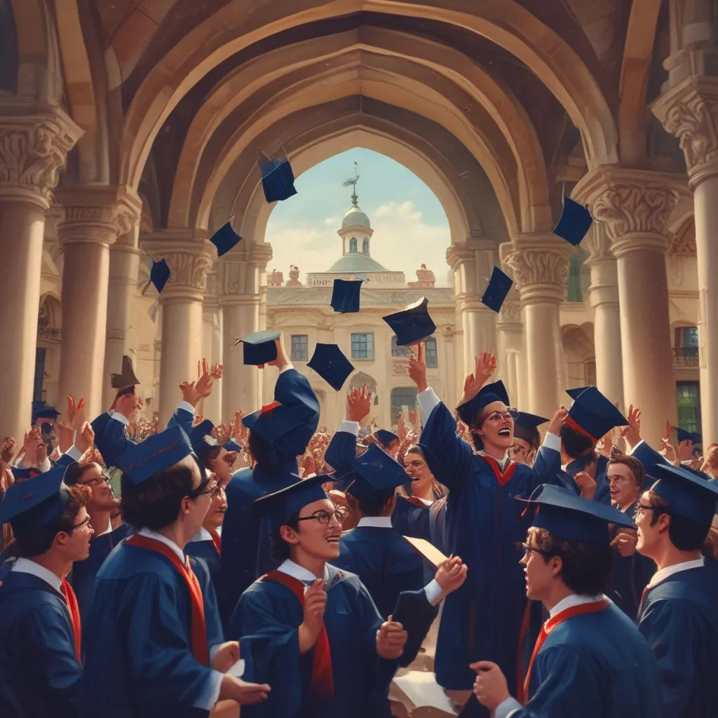 students celebrating graduation in a foreign university