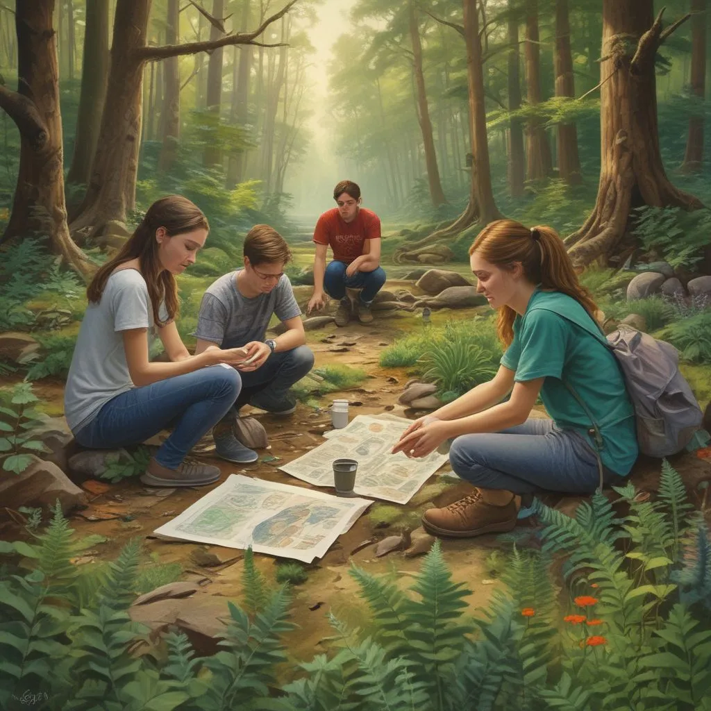 students collaborating on environmental projects