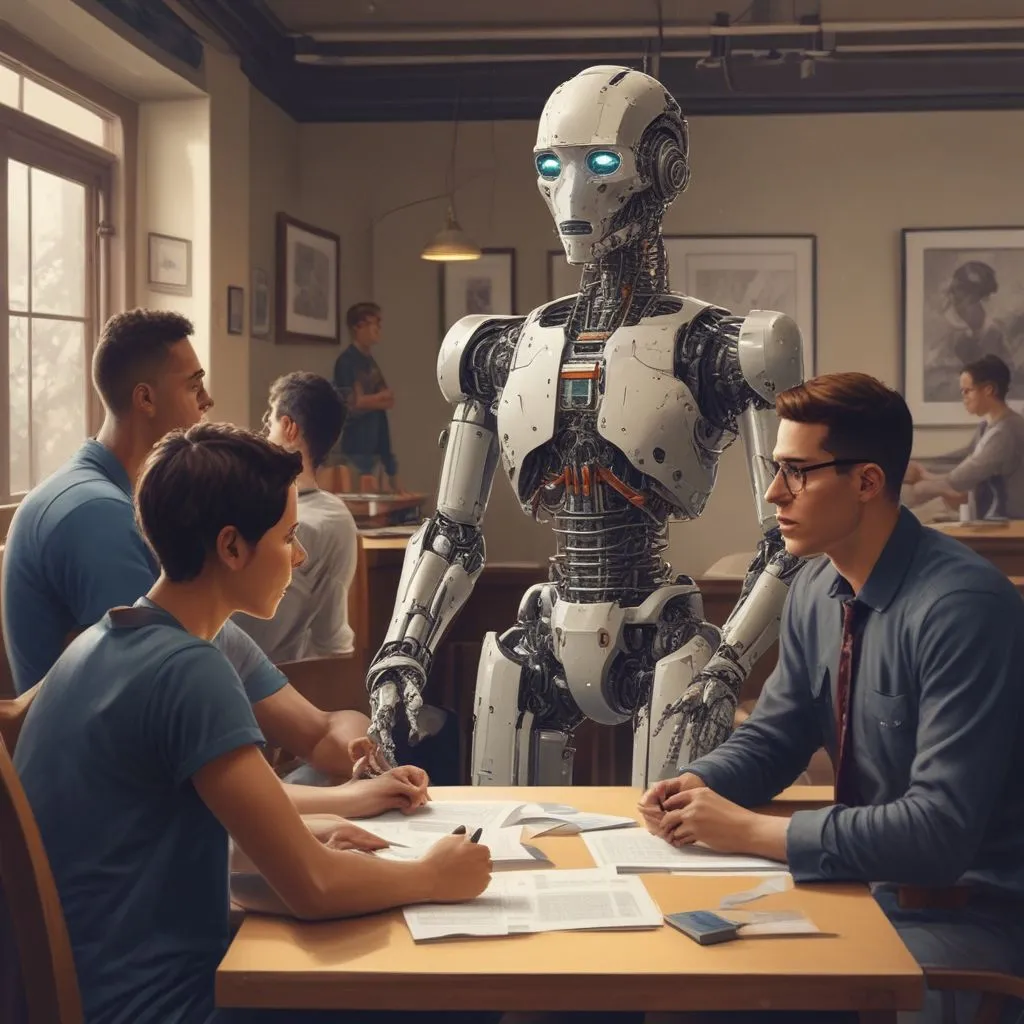 students discussing AI course options