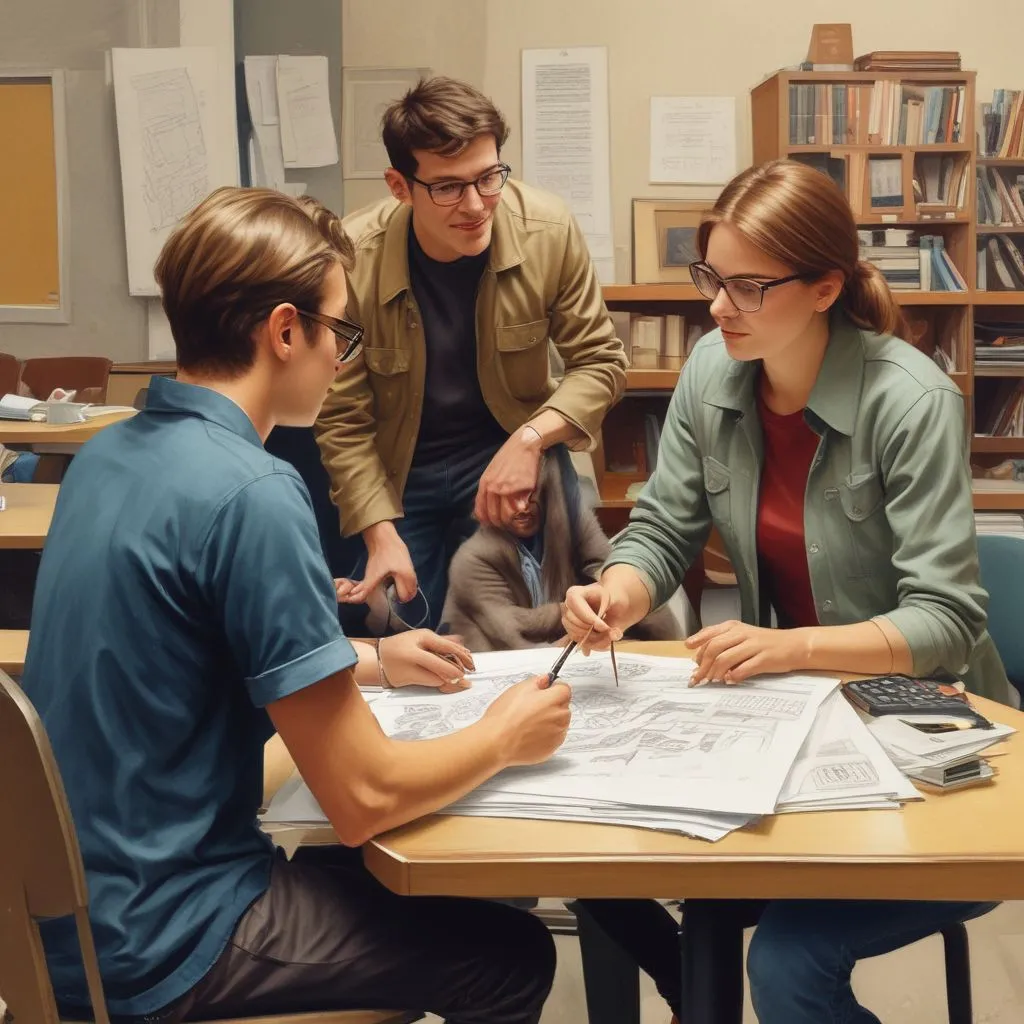 students discussing career options