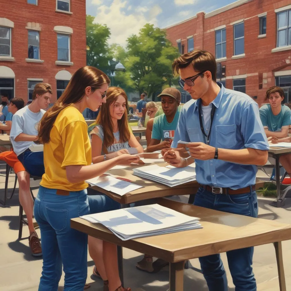 students discussing college options
