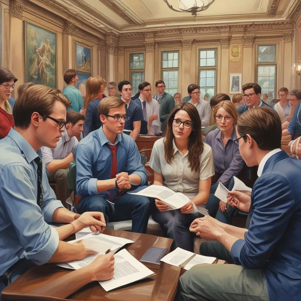 Students discussing public policy solutions