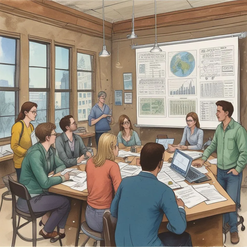 students discussing sustainable finance programs