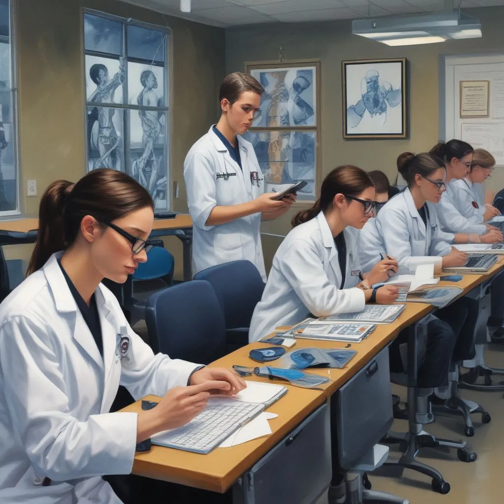 students engaged in healthcare technology