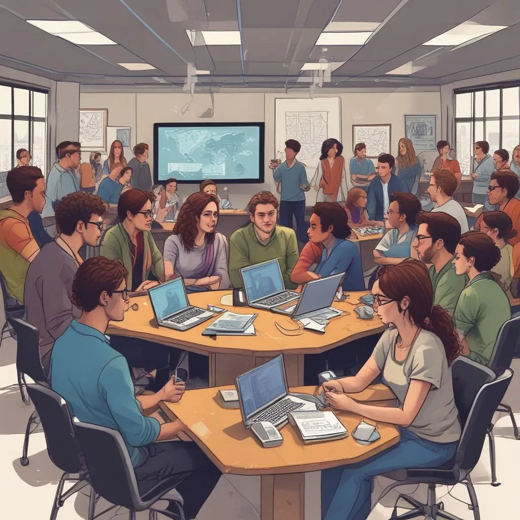 students engaging in a virtual networking session
