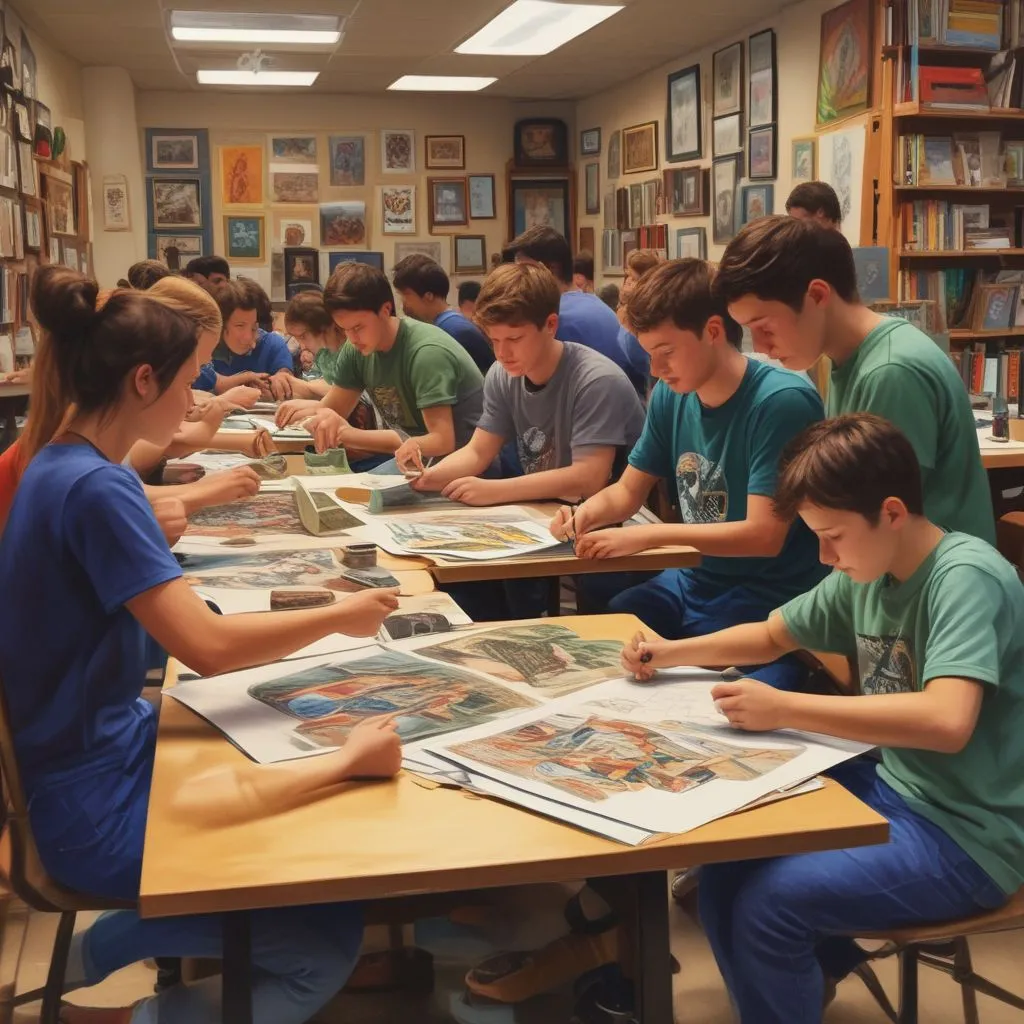students engaging in creative arts activities
