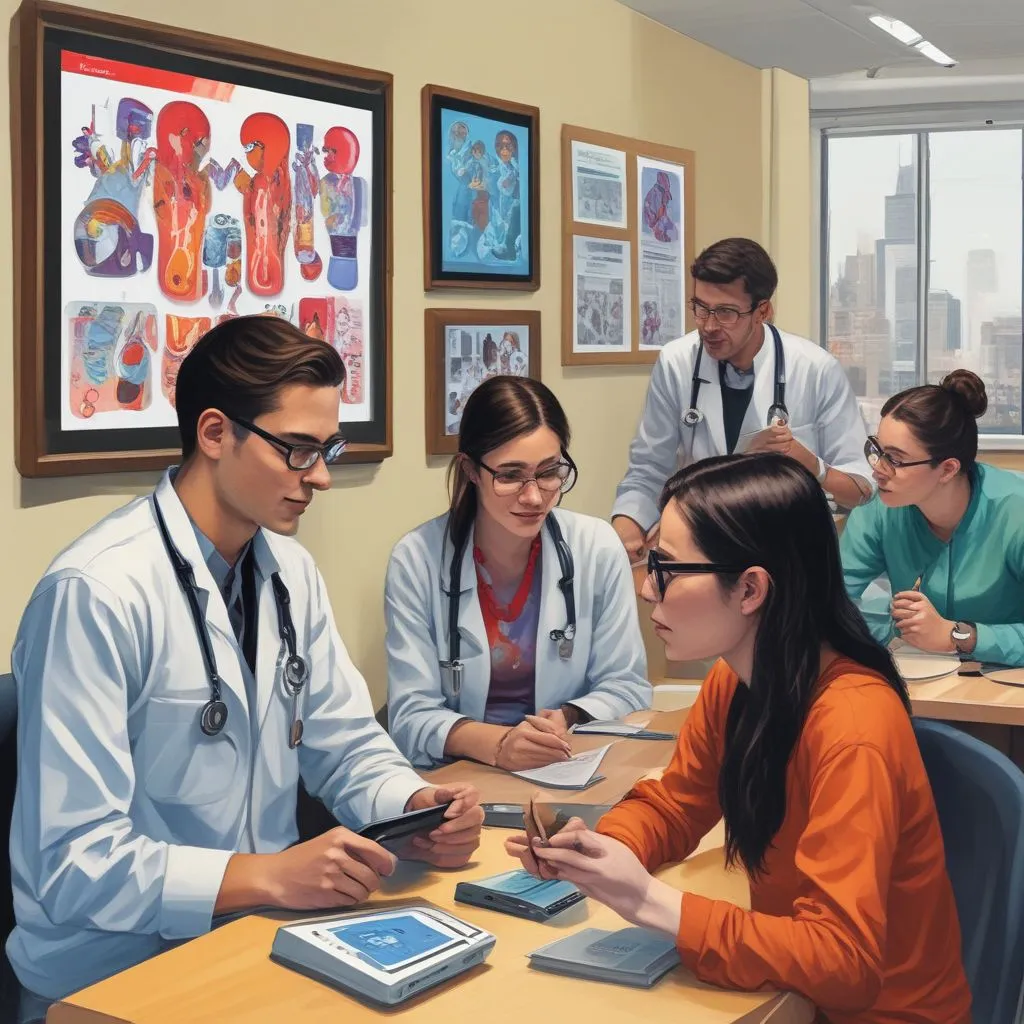 students engaging with digital health technology