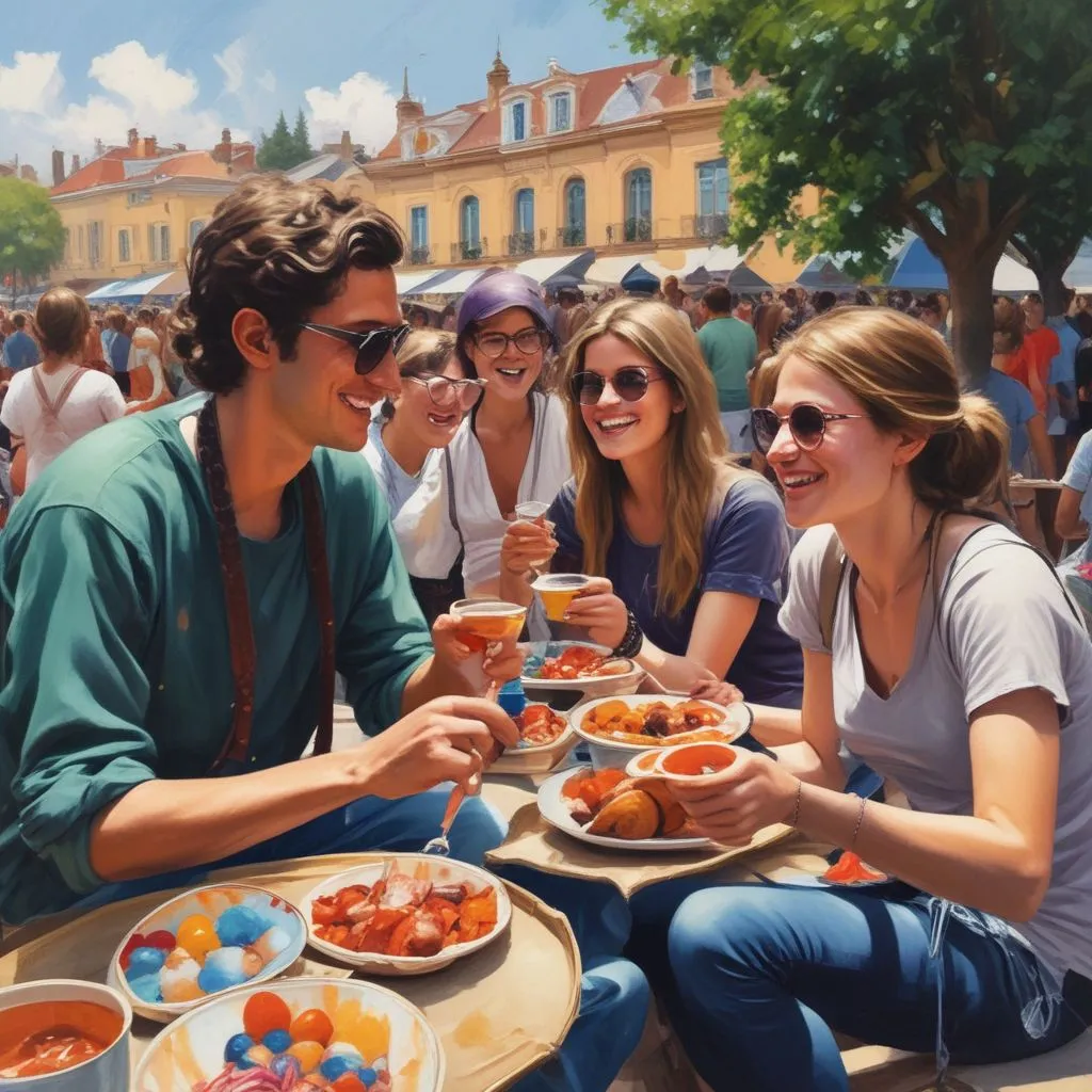 Students enjoying a local festival abroad