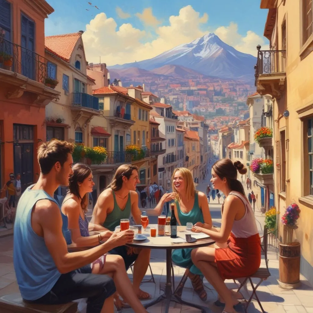 students enjoying social life abroad