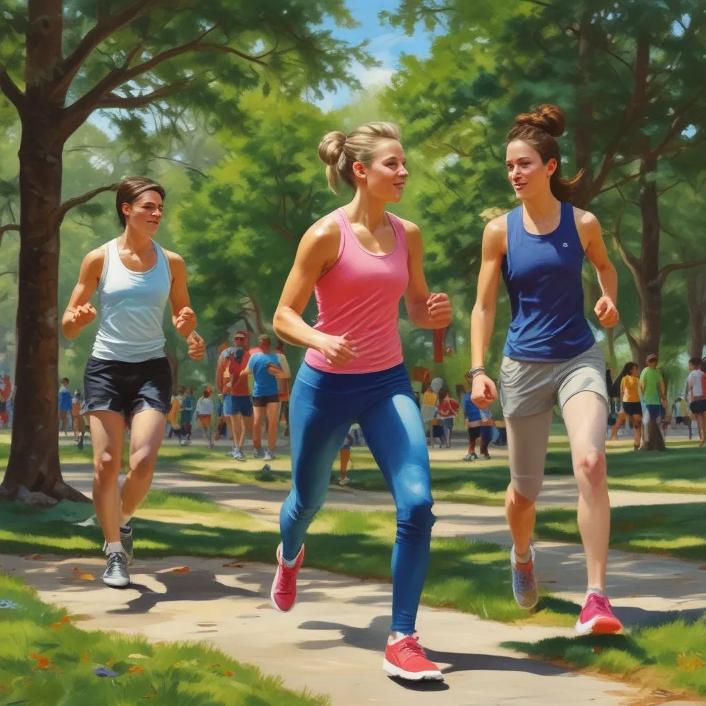 Students exercising outdoors