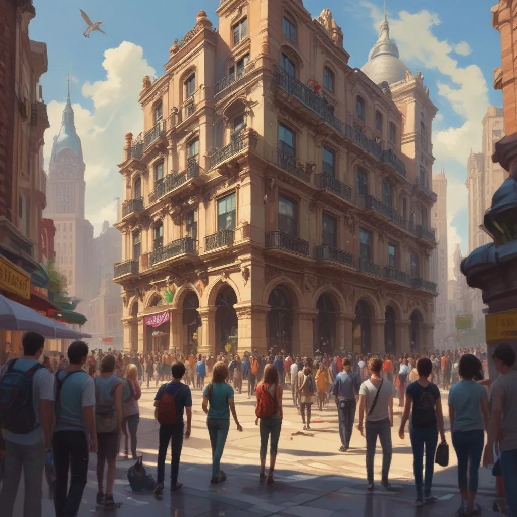 students exploring a city or tourist attraction