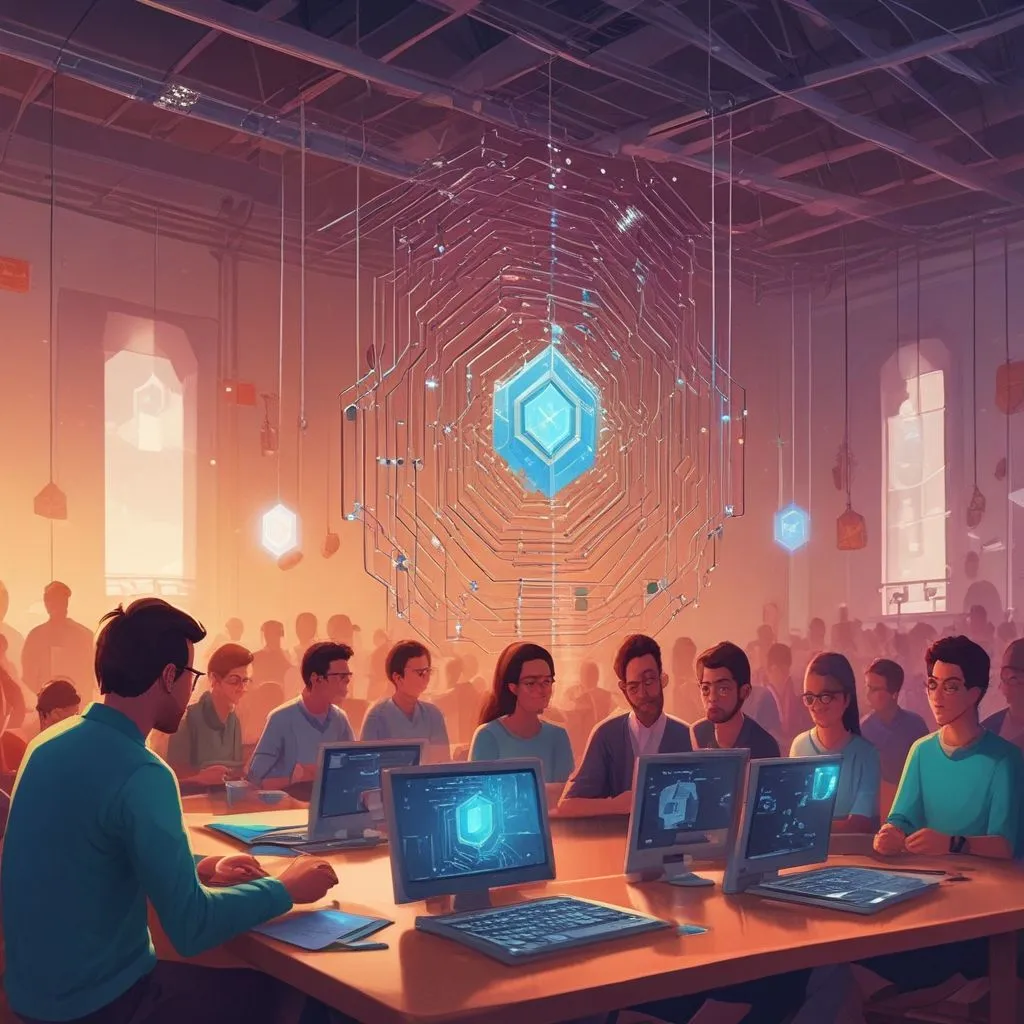students in a blockchain technology class