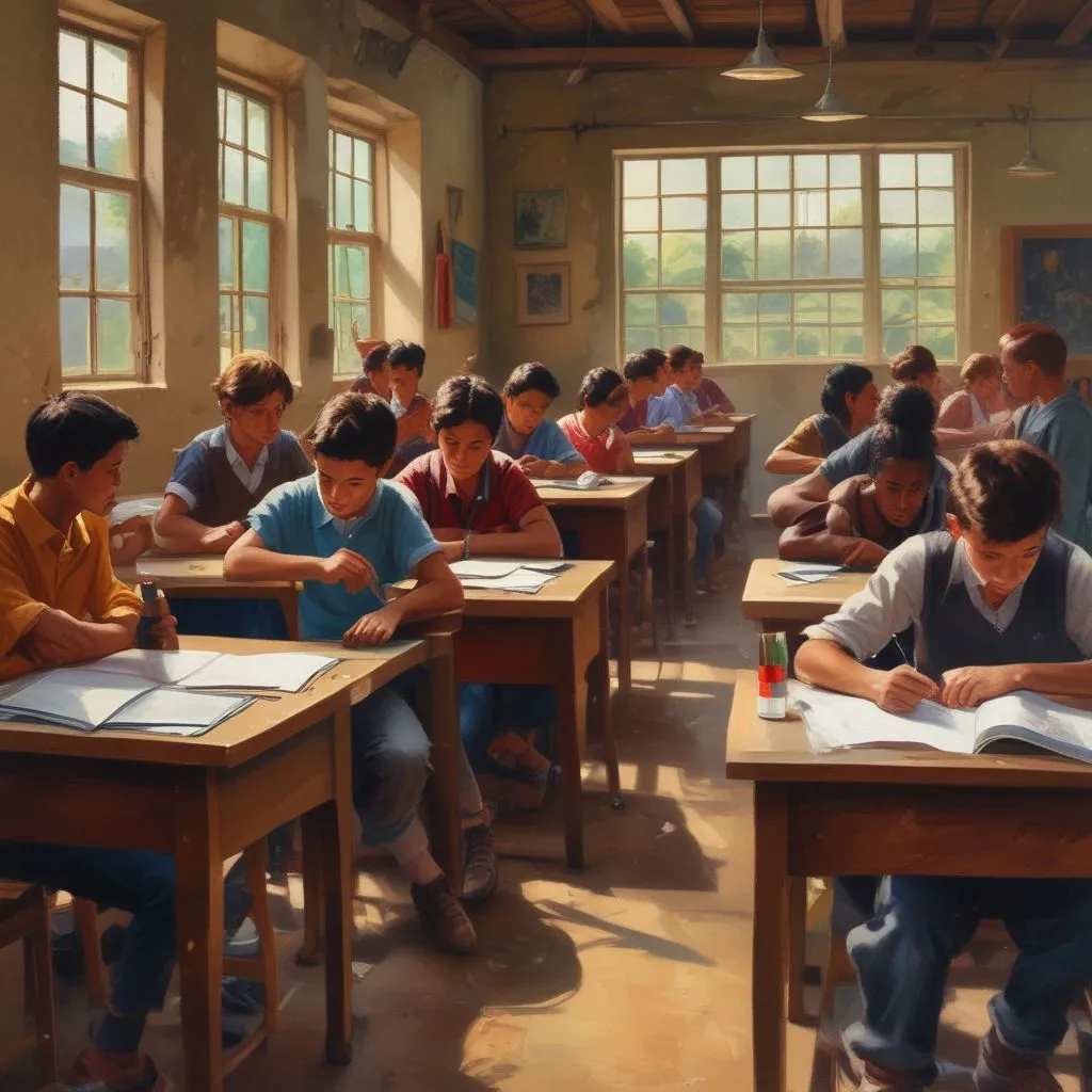 students in a classroom abroad