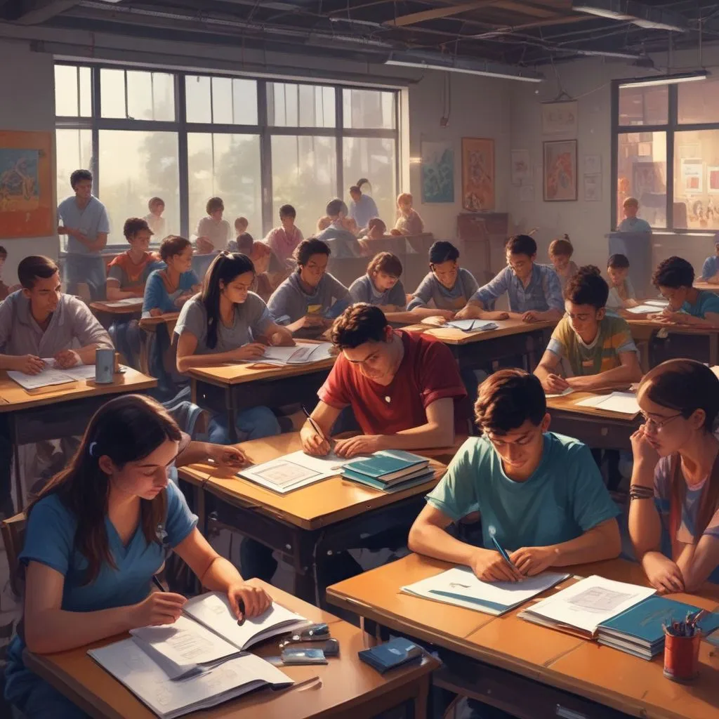 students in a classroom learning AI