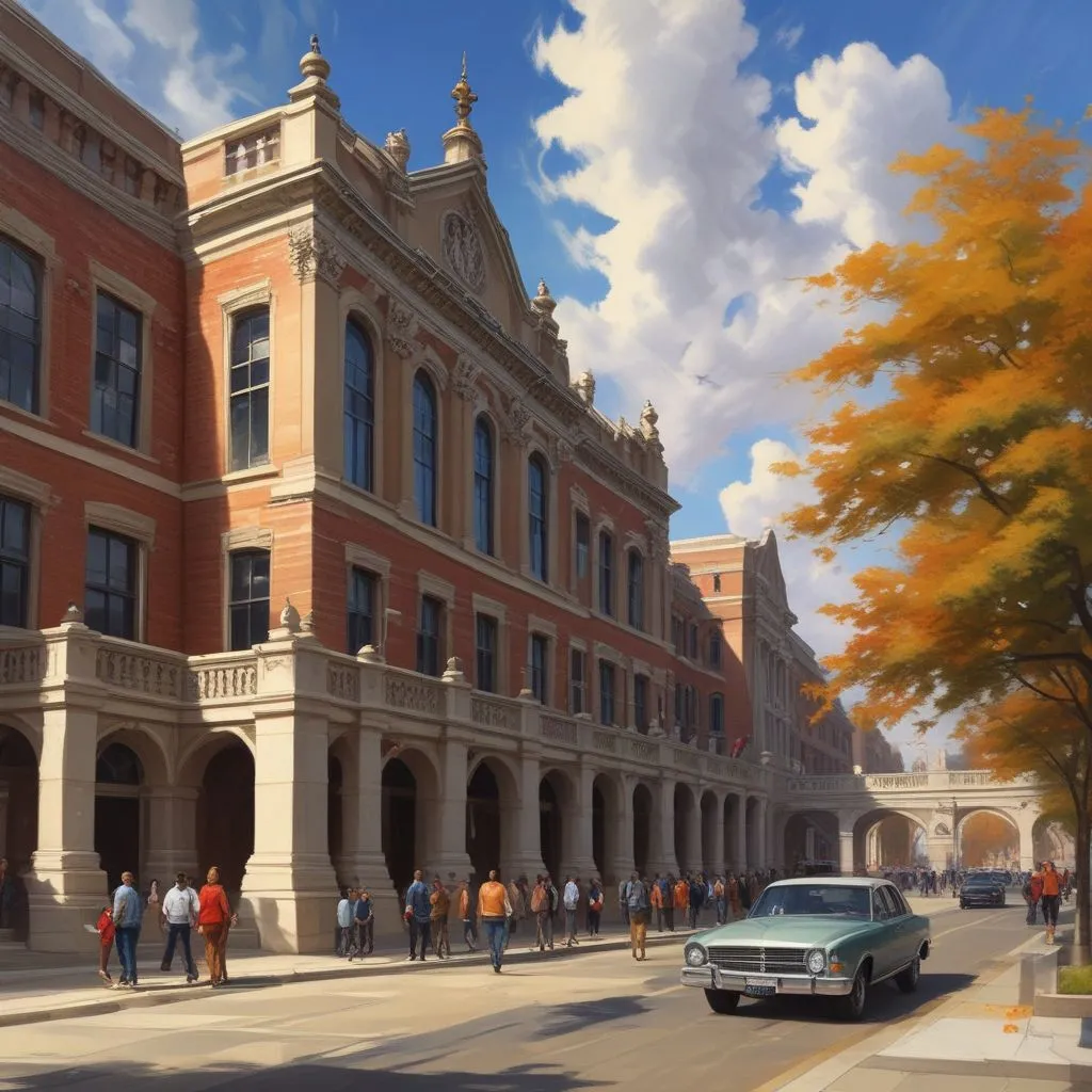 students in a prestigious university setting