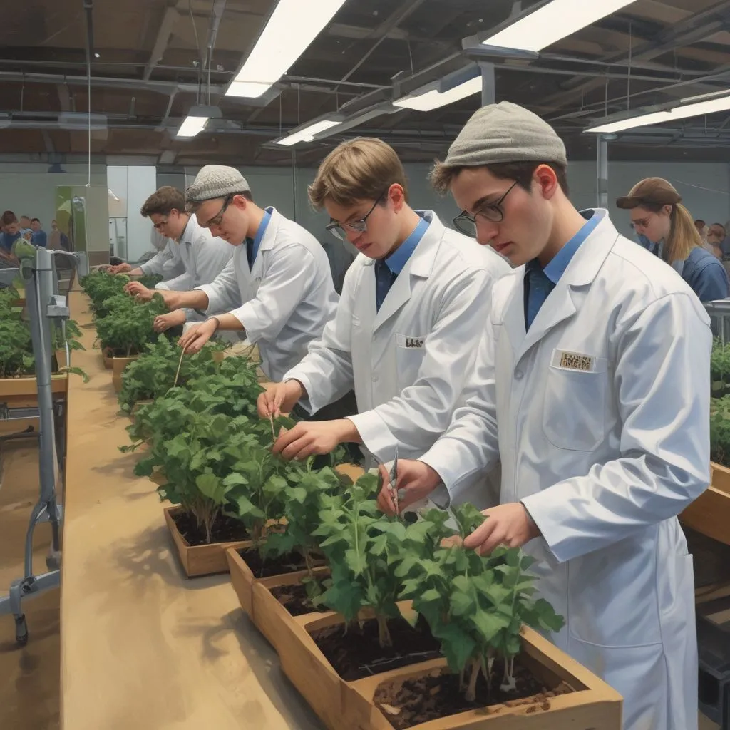 students in agritech laboratory