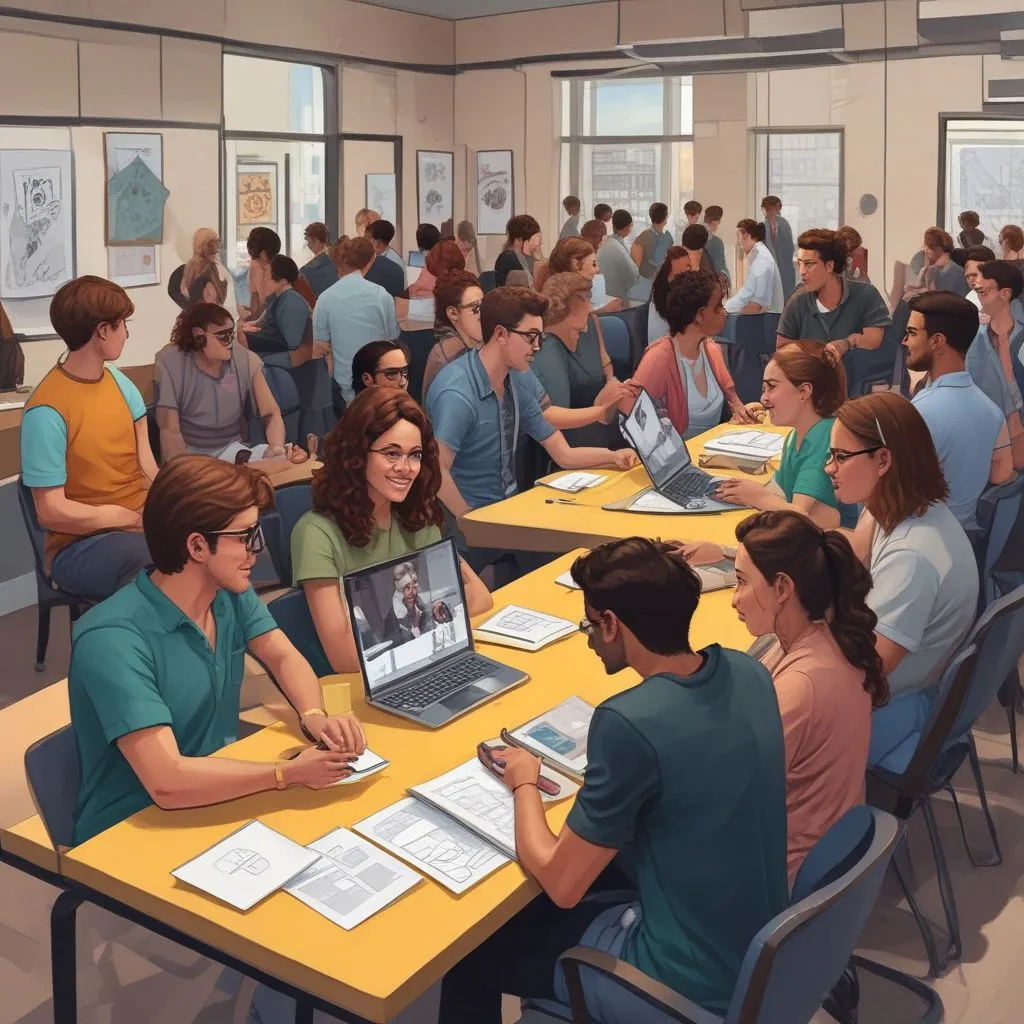 students interacting during a virtual job fair