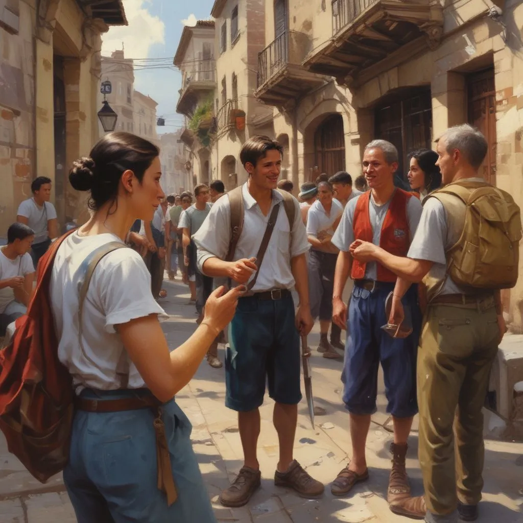 students interacting with locals in a foreign country