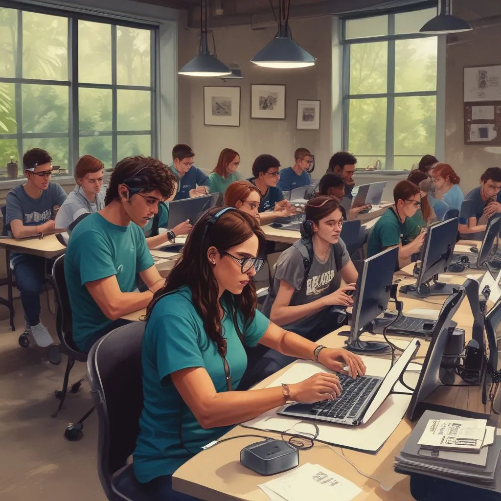 students learning tech skills for hybrid work