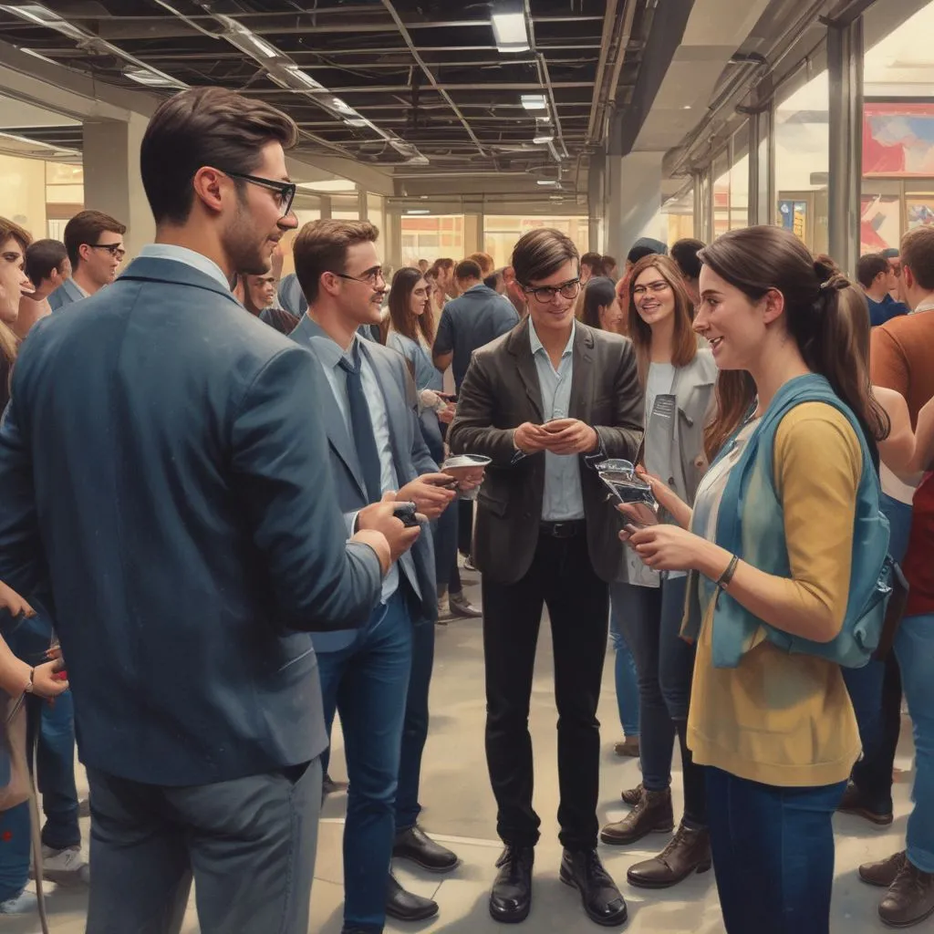 students networking at an event