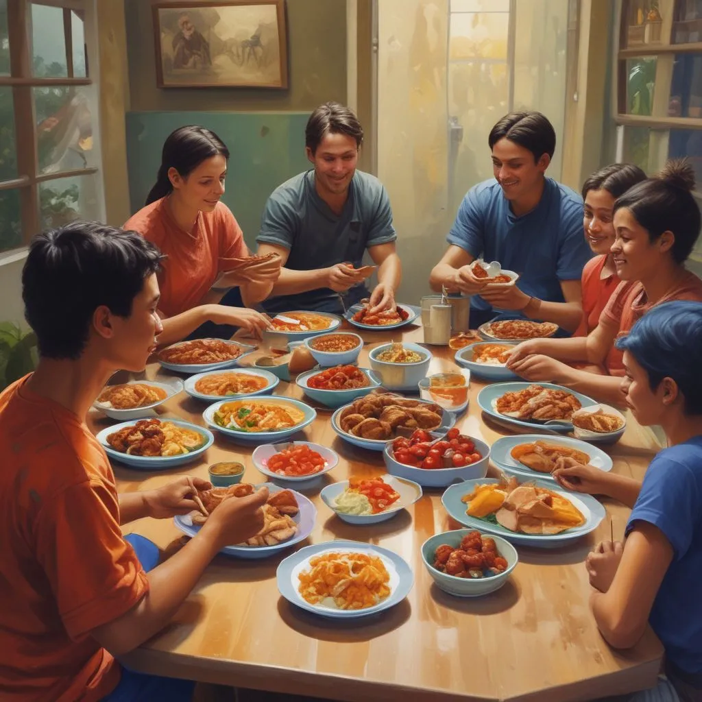 students sharing meals from different cultures