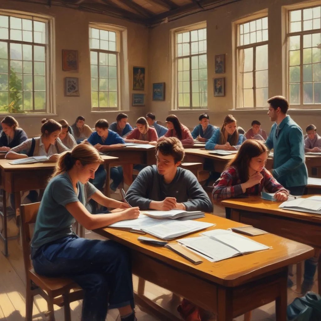 students studying abroad in a classroom setting