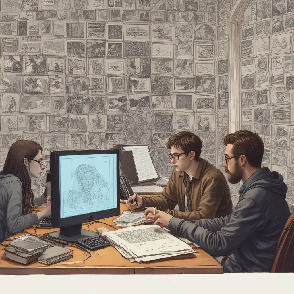 students studying digital humanities