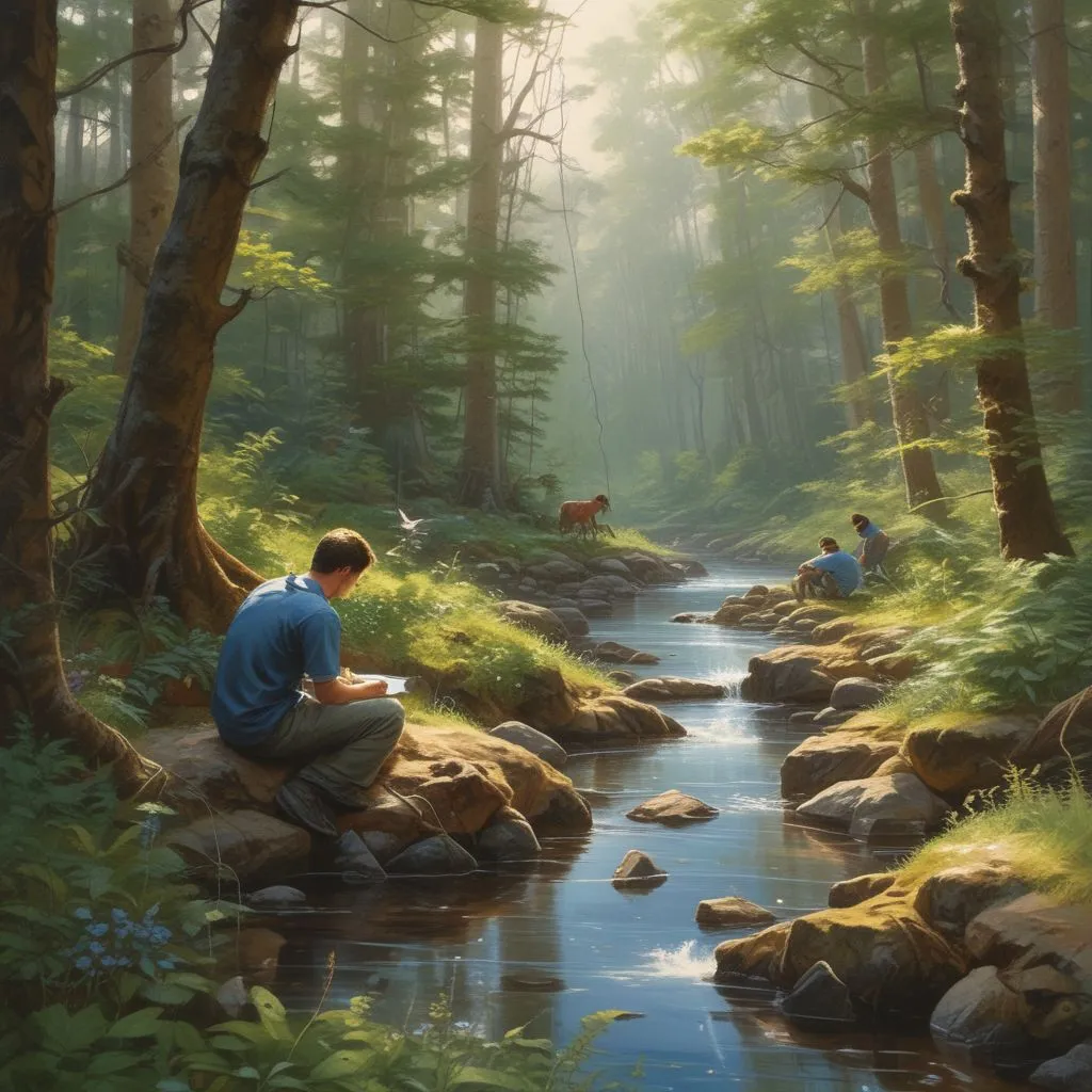 students studying environmental science