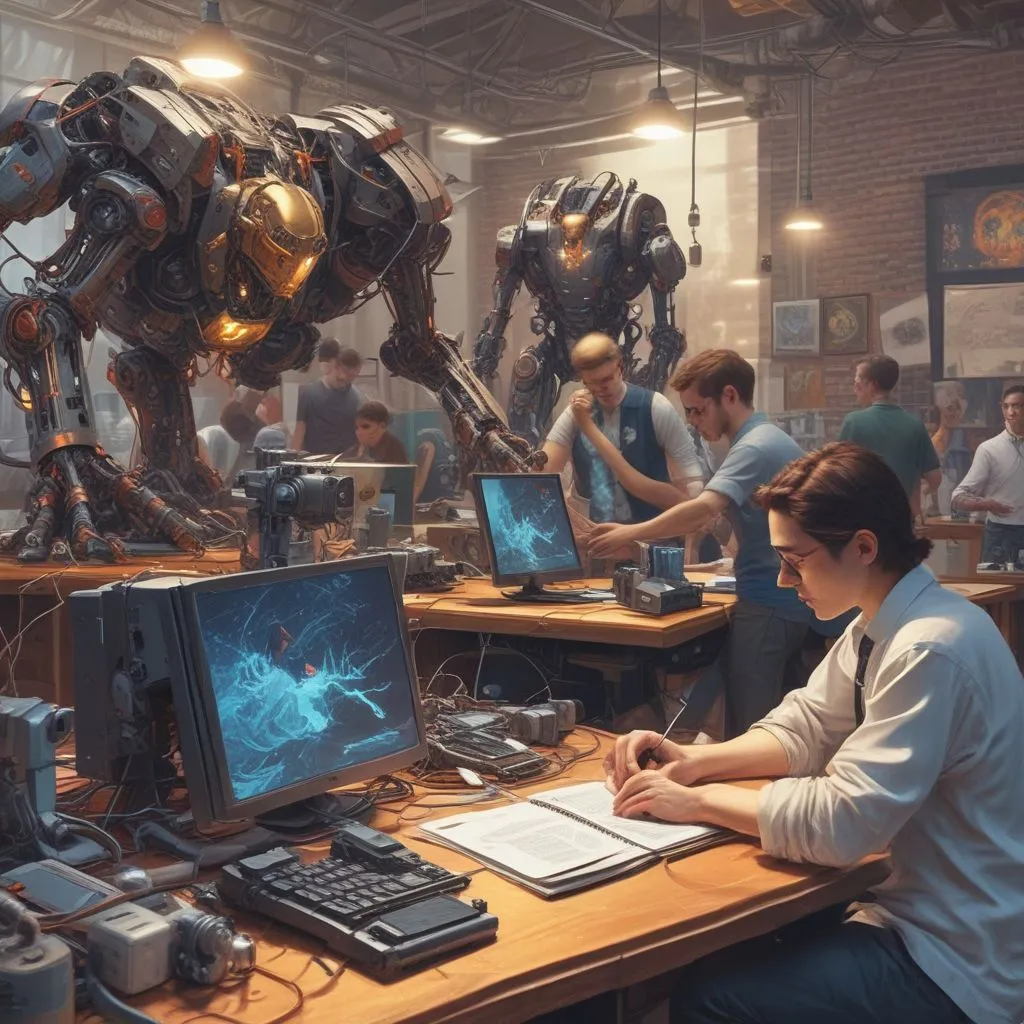 students working on AI projects